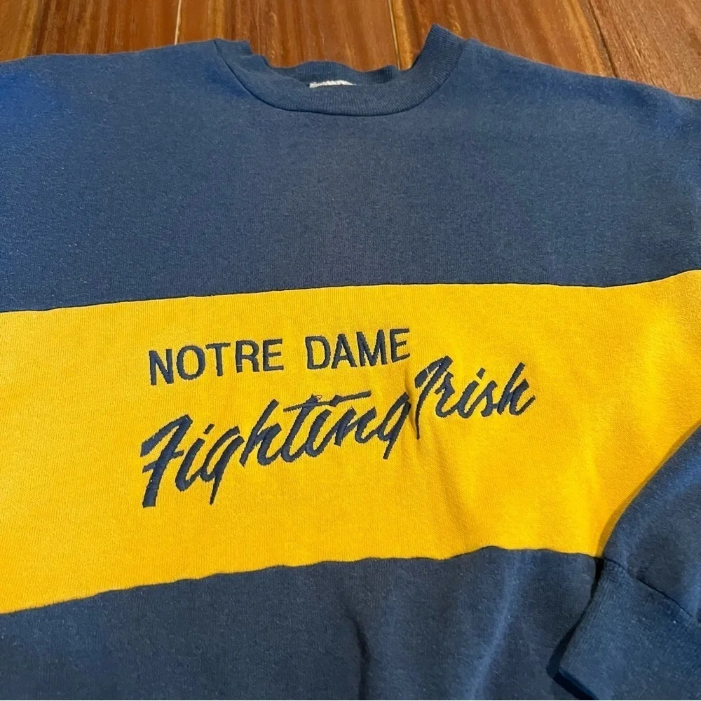 Vintage Nutmeg Sweatshirt Notre Dame Fighting Irish Large Stitched Made in USA